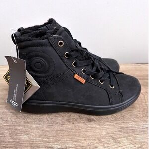 NWT ECCO Soft 7 Tred GoreTex Black Nubuck Leather Boots Waterproof EU36 US 5-5.5